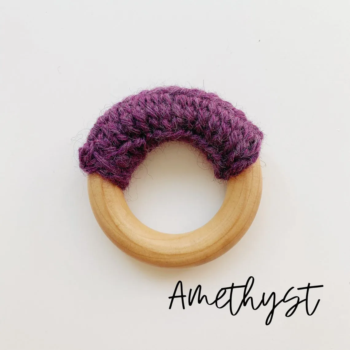 Natural Vegan 2.5" Maple Wood   Wool Baby Ring