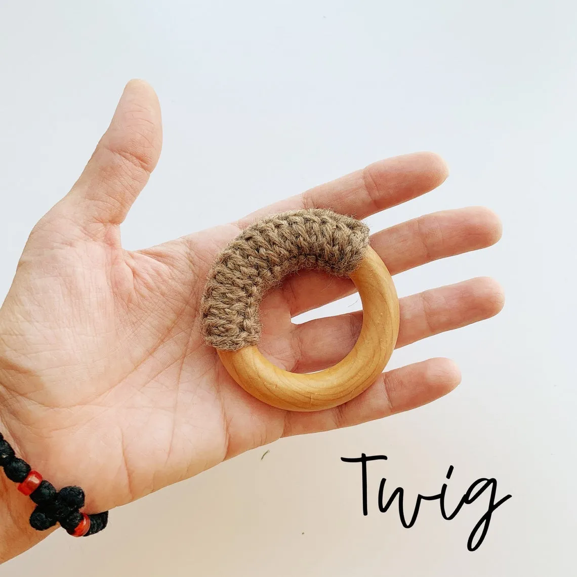 Natural Vegan 2.5" Maple Wood   Wool Baby Ring