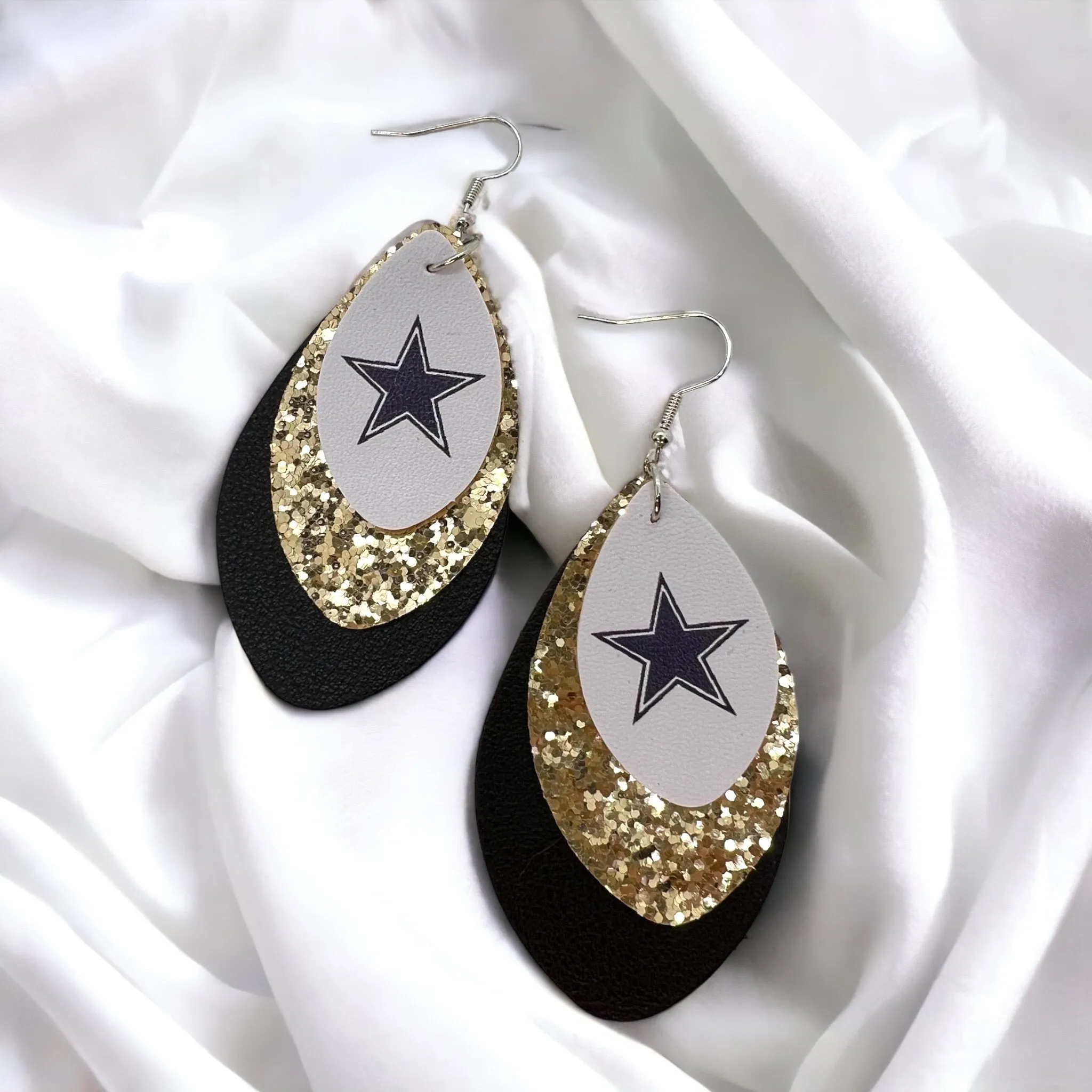 New Orleans Saints Earrings - Black and Gold, Fleur de lis, Handmade Earrings, Black Gold, Who Dat Nation, Black Gold White, NOLA Saints