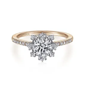 Niccola - 14K White-Rose Gold Round Halo Diamond Engagement Ring