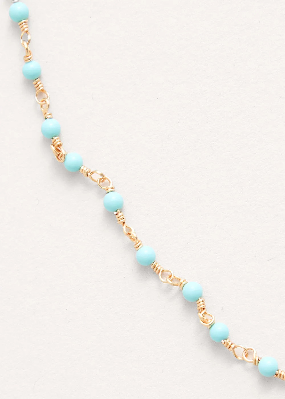 NOA BEADED NECKLACE WITH PEARL - TEAL