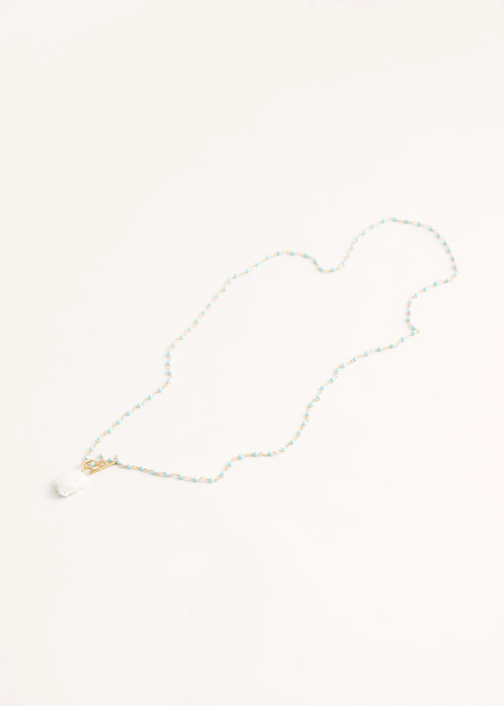 NOA BEADED NECKLACE WITH PEARL - TEAL