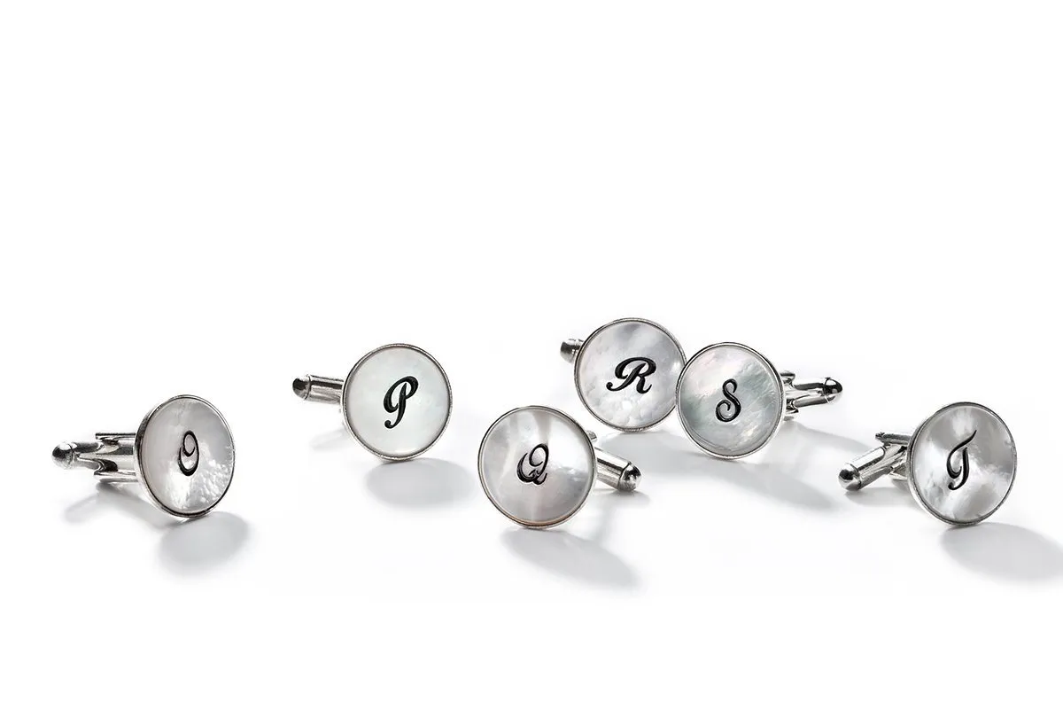 O-LINK MOTHER OF PEARL MONOGRAM CUFFLINKS