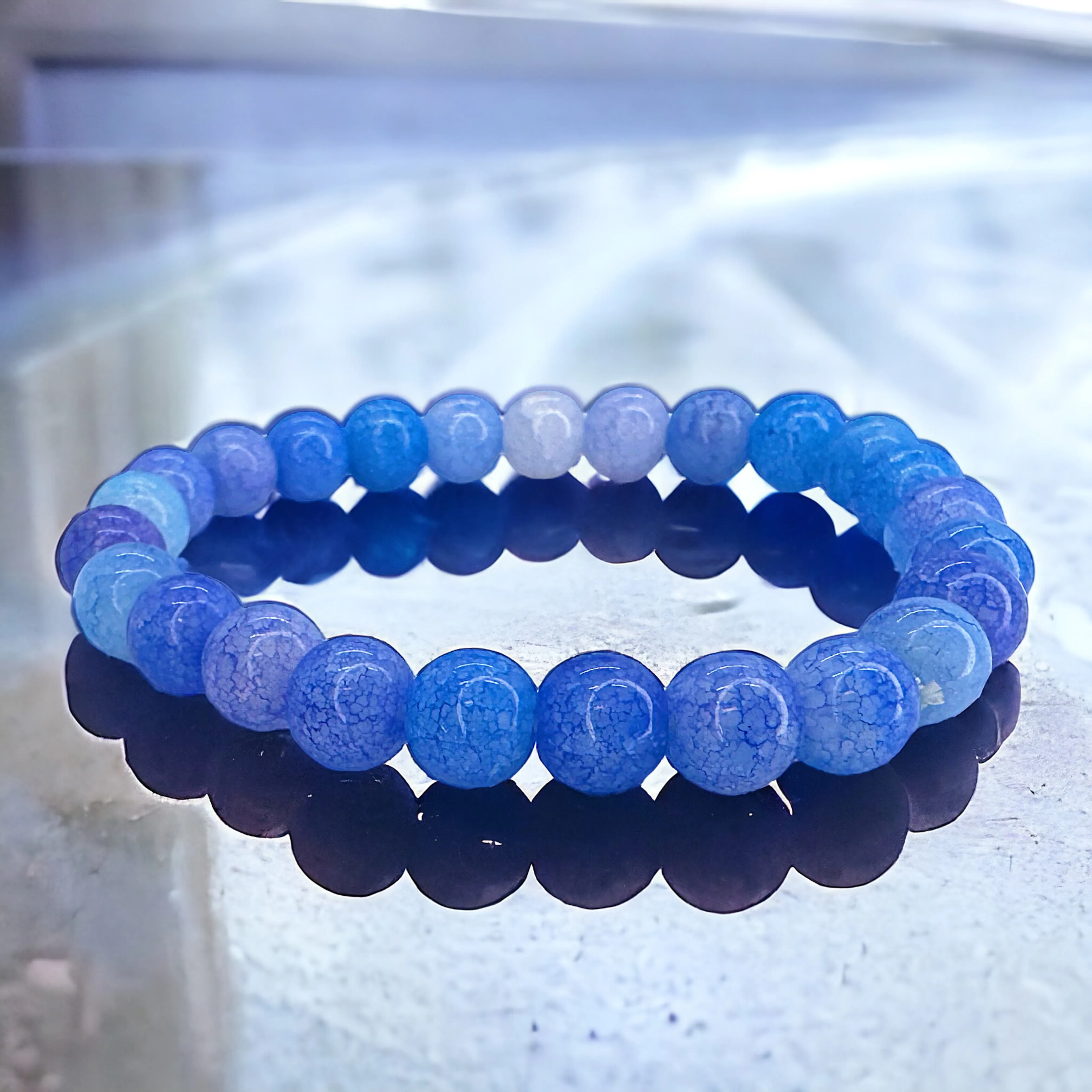 Ocean Vibes: Stretchy Blue Glass Beaded Bracelet