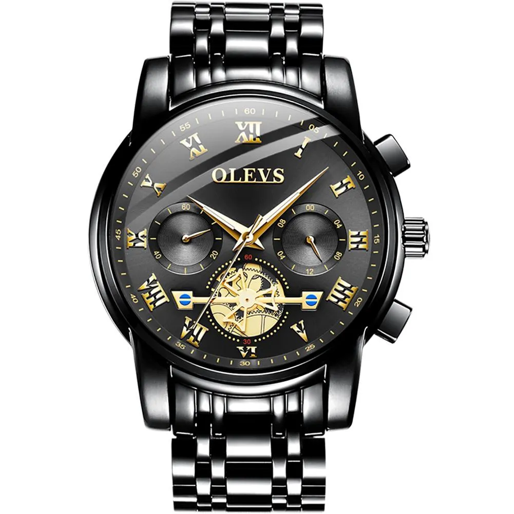 Olevs Tourbillon Luxury Steel Business Fashion Men's Quartz Watch