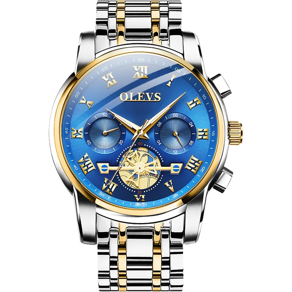 Olevs Tourbillon Luxury Steel Business Fashion Men's Quartz Watch