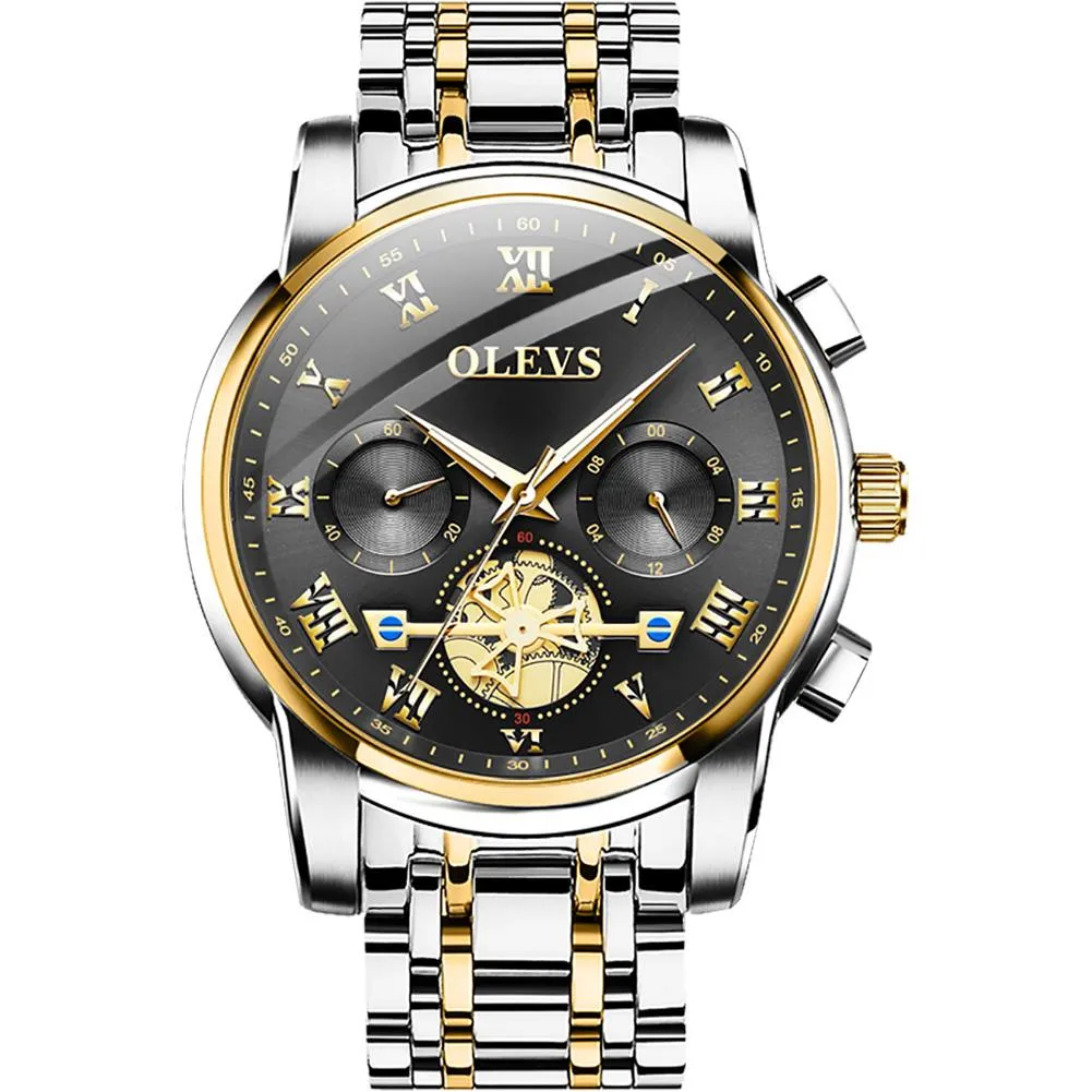 Olevs Tourbillon Luxury Steel Business Fashion Men's Quartz Watch