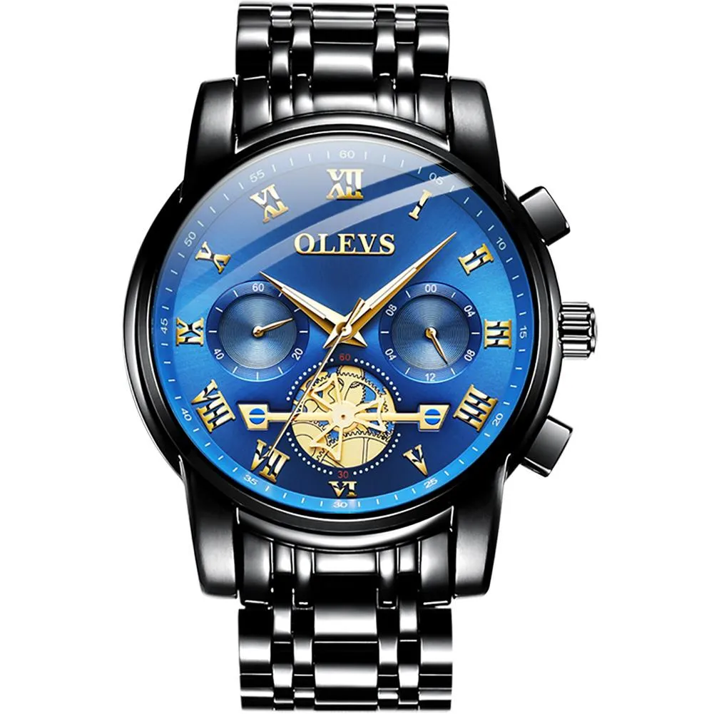 Olevs Tourbillon Luxury Steel Business Fashion Men's Quartz Watch