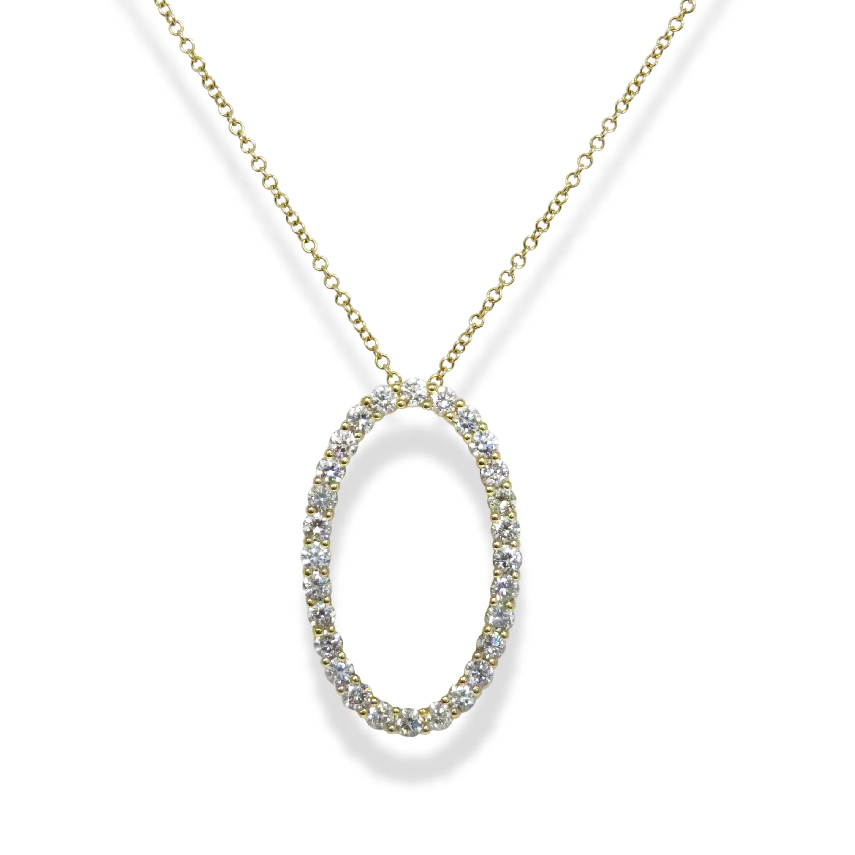 Oval Diamond Pendant Necklace