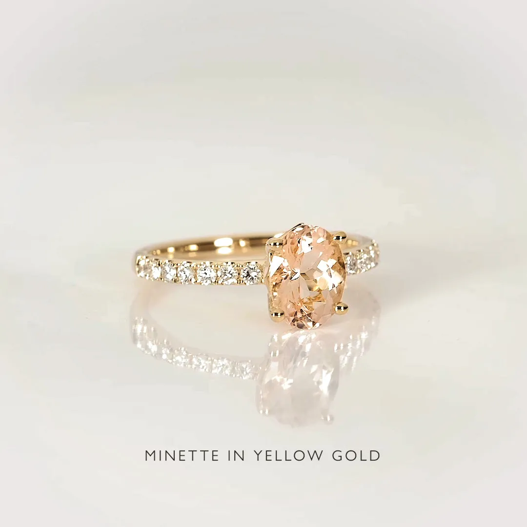 Oval Morganite and Diamond Ring 14k Gold - Minette