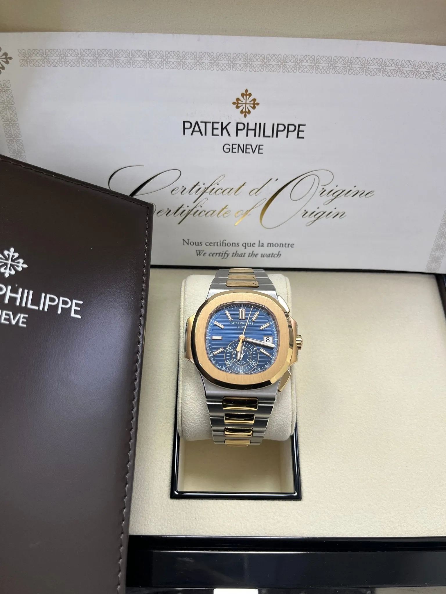 Patek Philippe Nautilus 40.5mm Two Tone Blue Gradient Dial (Ref # 5980/1AR-001)