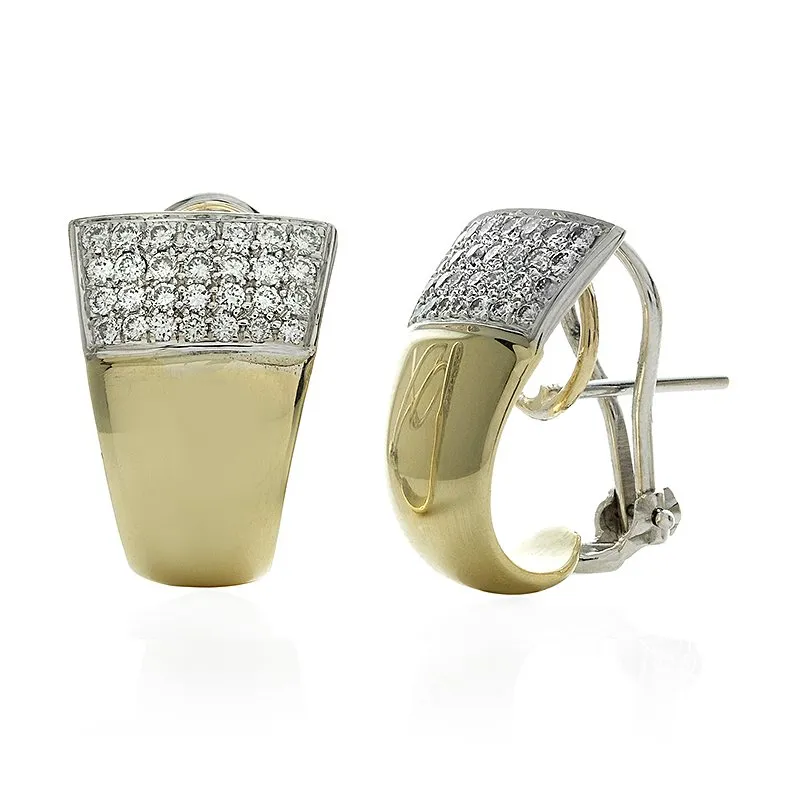 Pavé Gold and Diamond J-Hoop Earrings