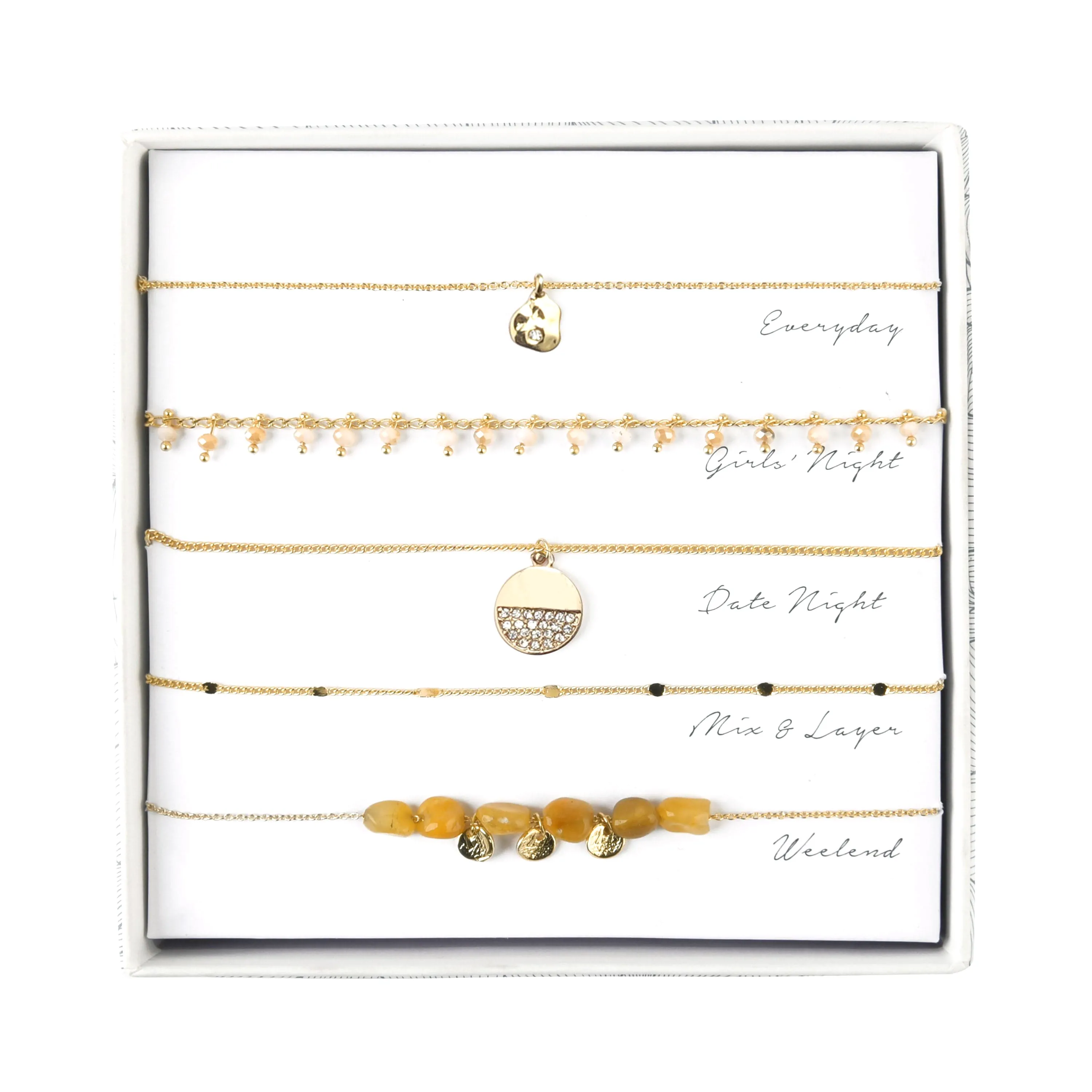 Peach Stone & Gold Necklace Set