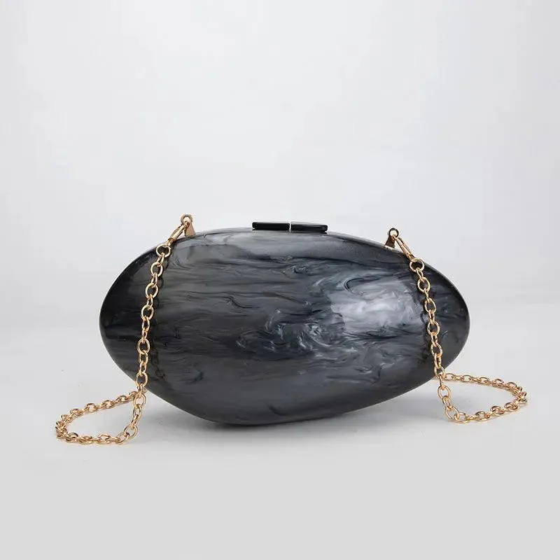 Pearl Acrylic Clutch Bag - Black