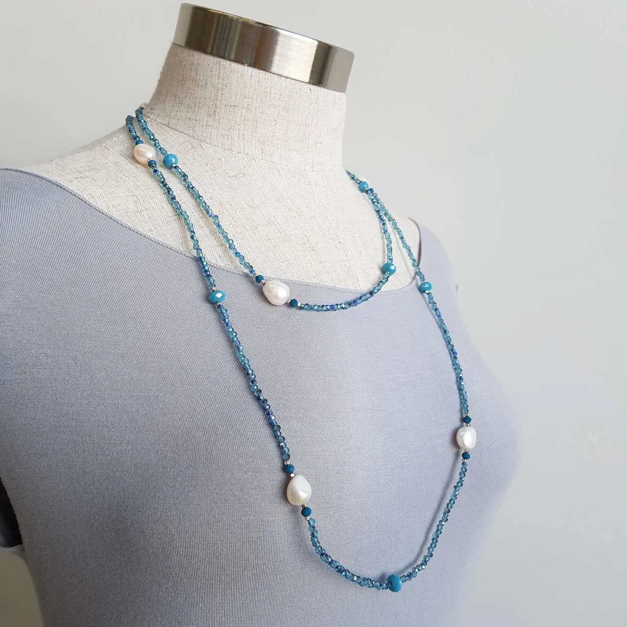 Pisces Pearl and Cutglass Necklace