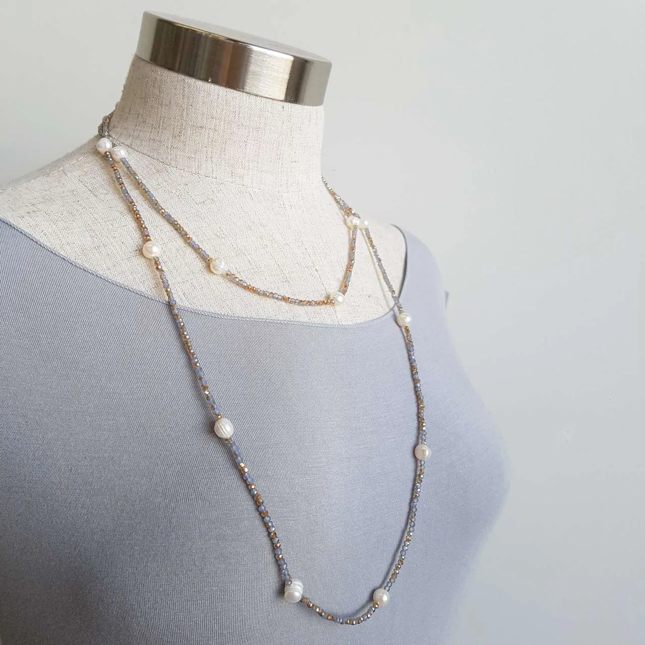 Pisces Pearl and Cutglass Necklace