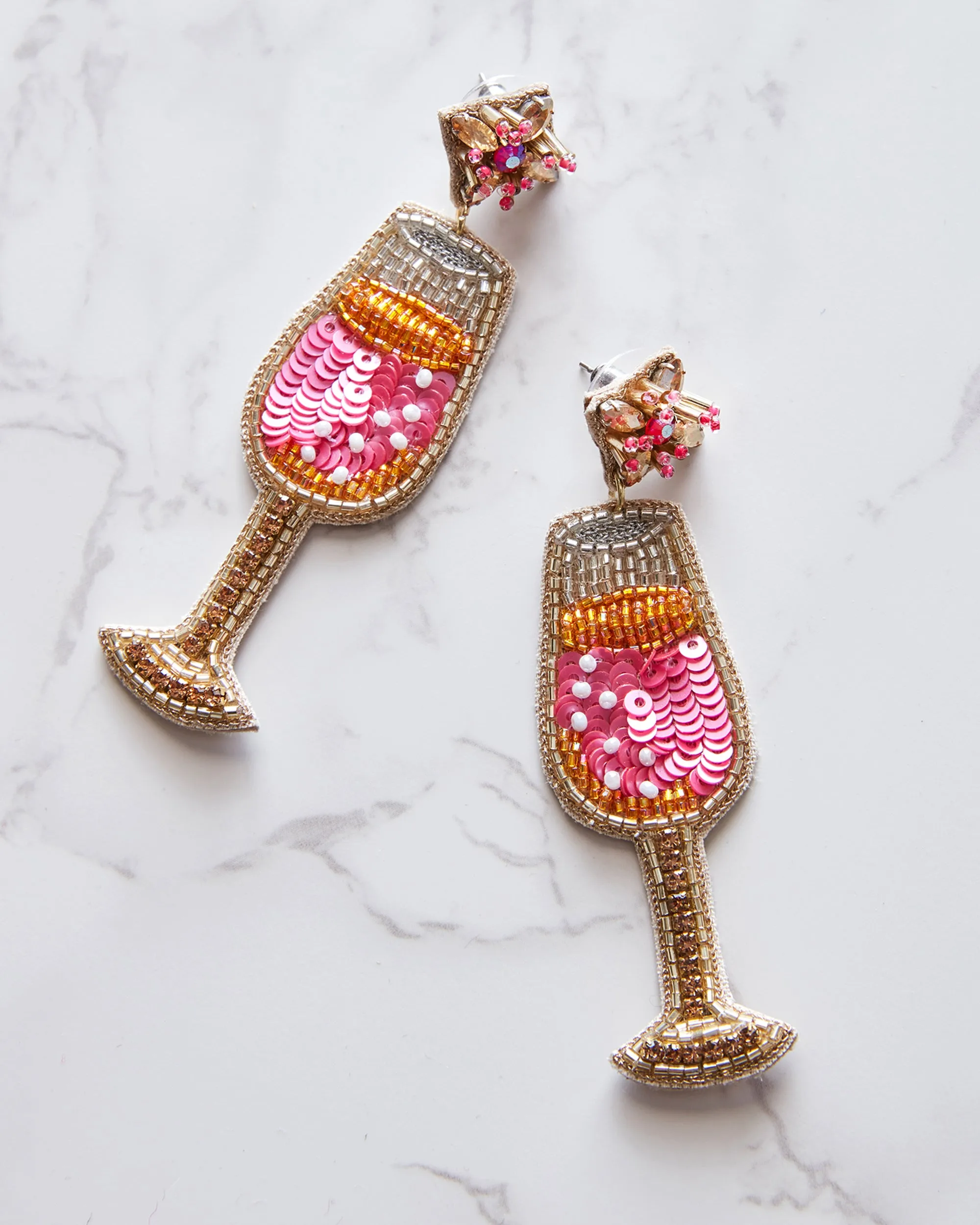 Pop The Bubbly - Beaded Earrings - Pink