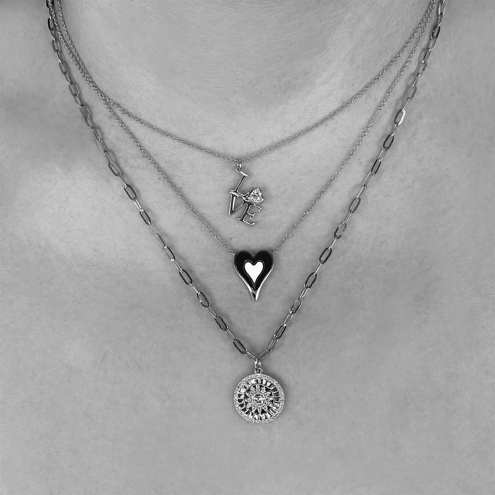 "Love" Necklace with Bezel Set Diamond