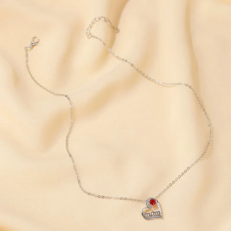 "Mom" Letter Heart Shape Necklace