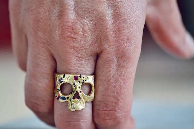 Rainbow Confetti Skull Rings