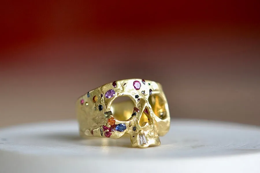 Rainbow Confetti Skull Rings