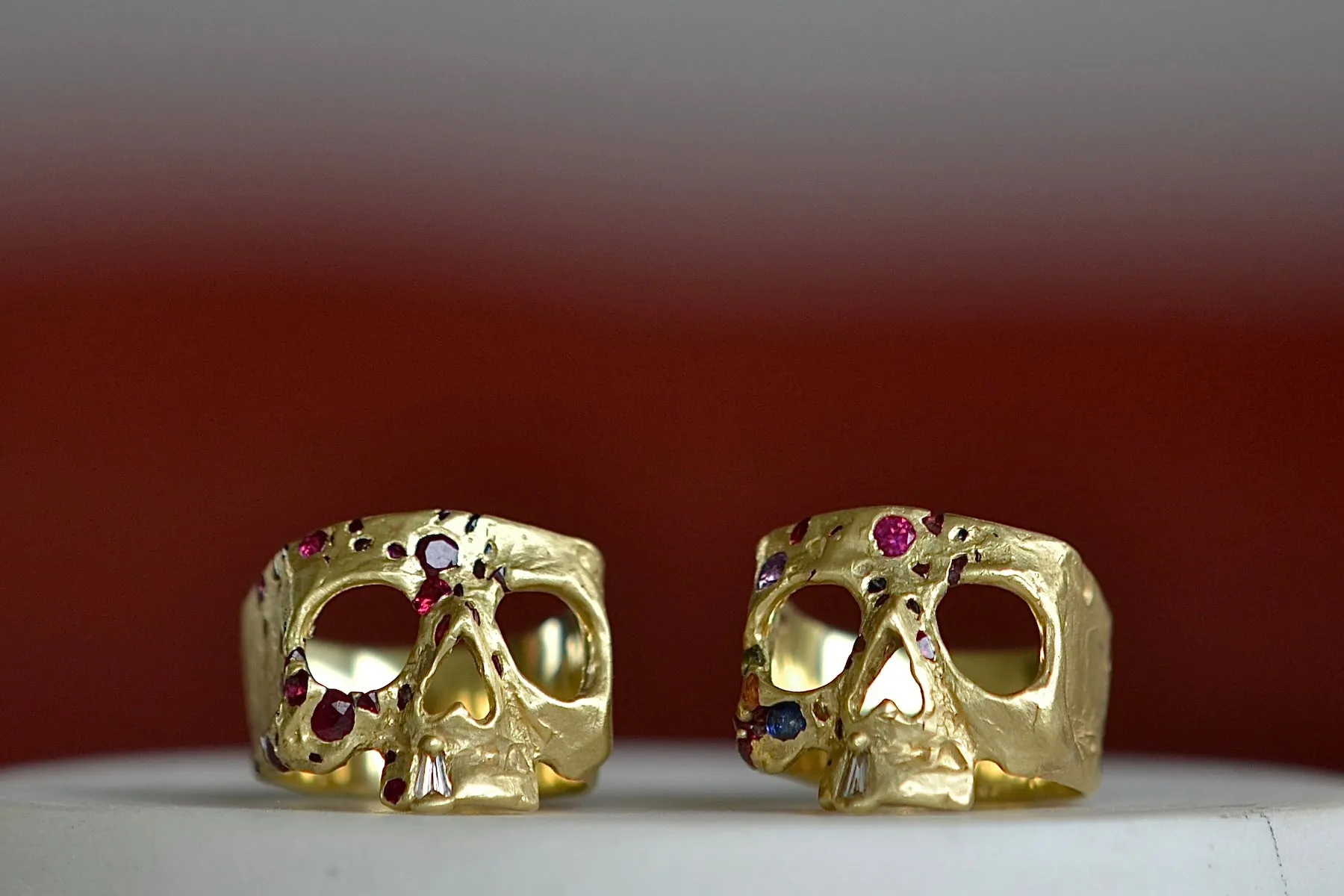 Rainbow Confetti Skull Rings