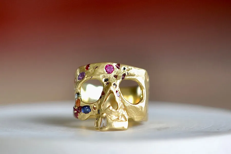 Rainbow Confetti Skull Rings