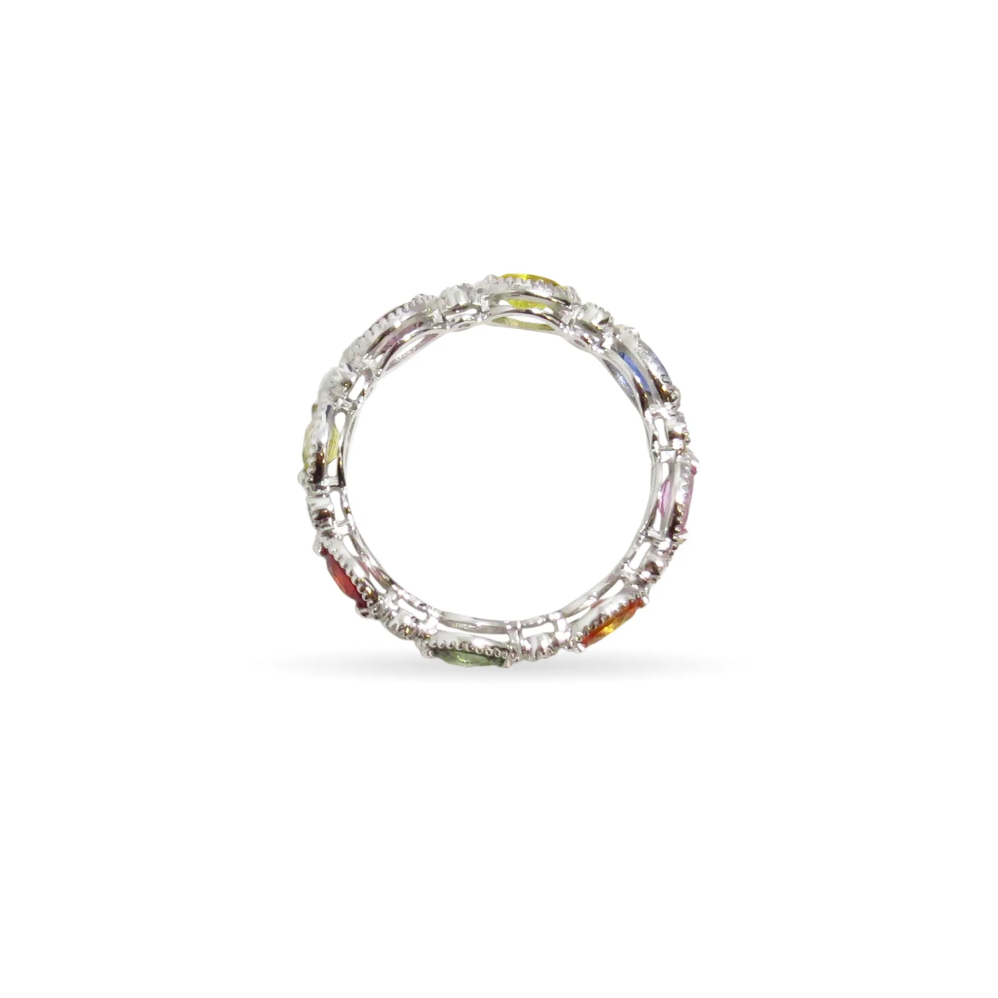 Rainbow Fancy Shape Eternity Band