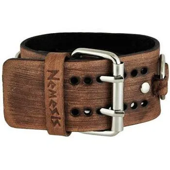 Ring Distressed Brown Leather Cuff