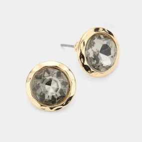 Round Stone Stud Earrings