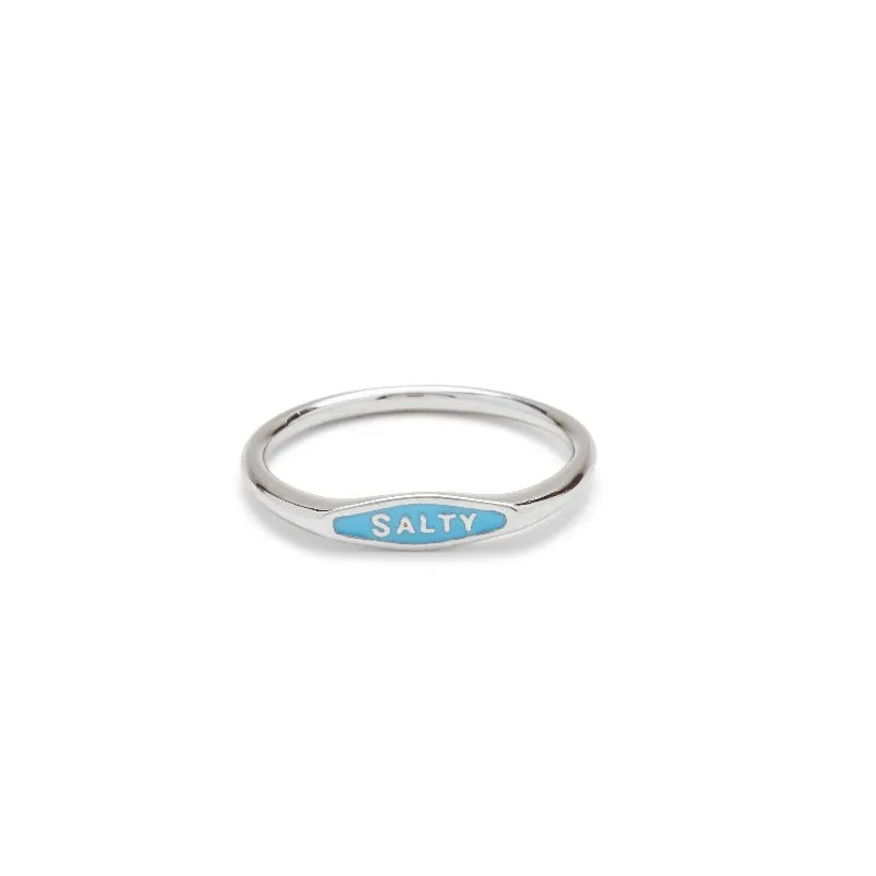 SALTY ENAMEL WORD RING | SILVER