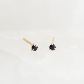 September Birthstone Stud Earrings 14k Gold - Blue Sapphire