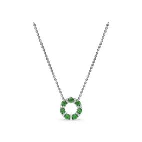 Shared Prong Emerald and Diamond Circle Necklace