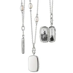 Slim "Britt" STerling Silver Locket Necklace on Pear Chain