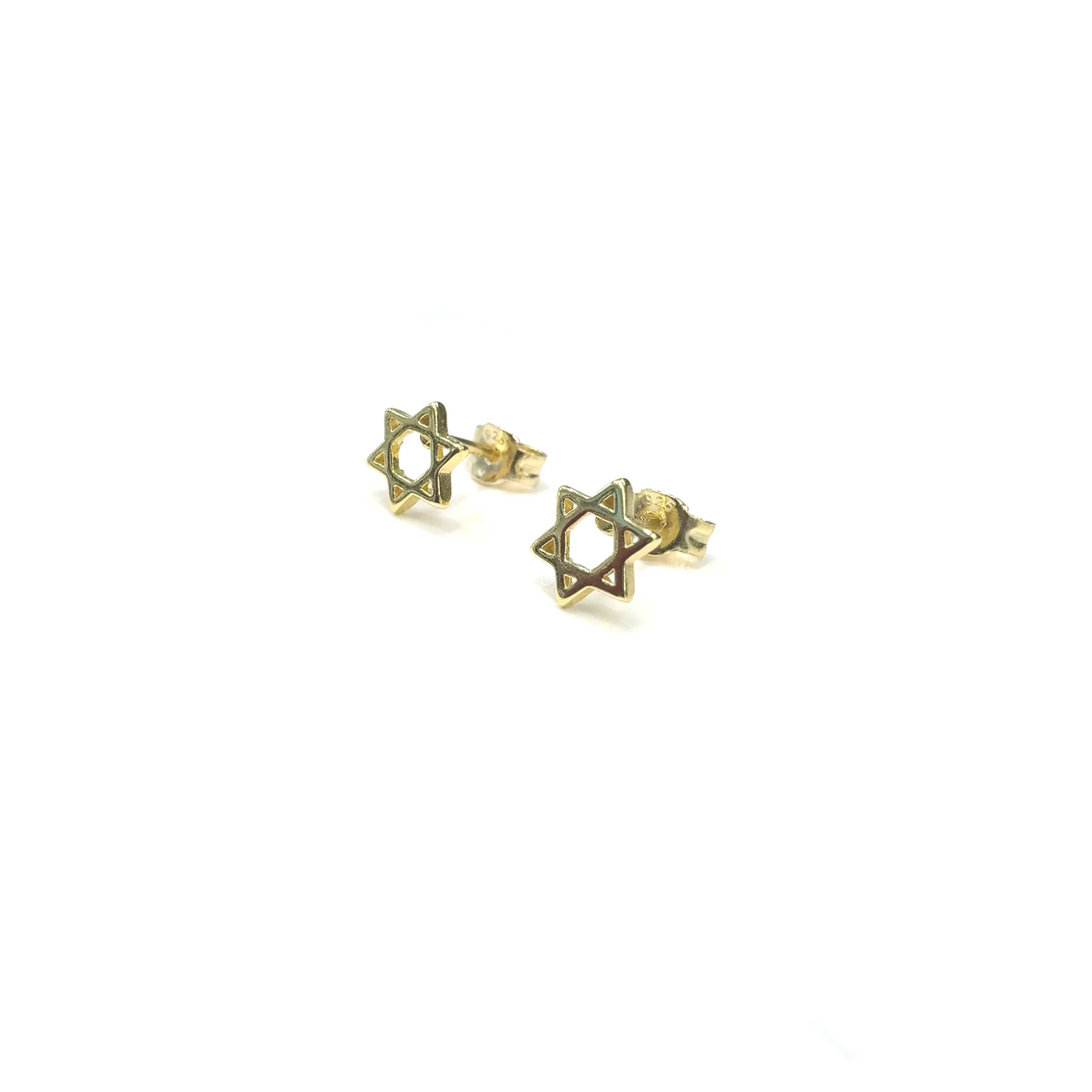 Small Open Jewish Star Stud Earrings