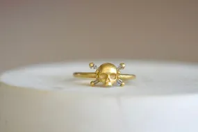 Small Skull Ring with Baguette Diamonds