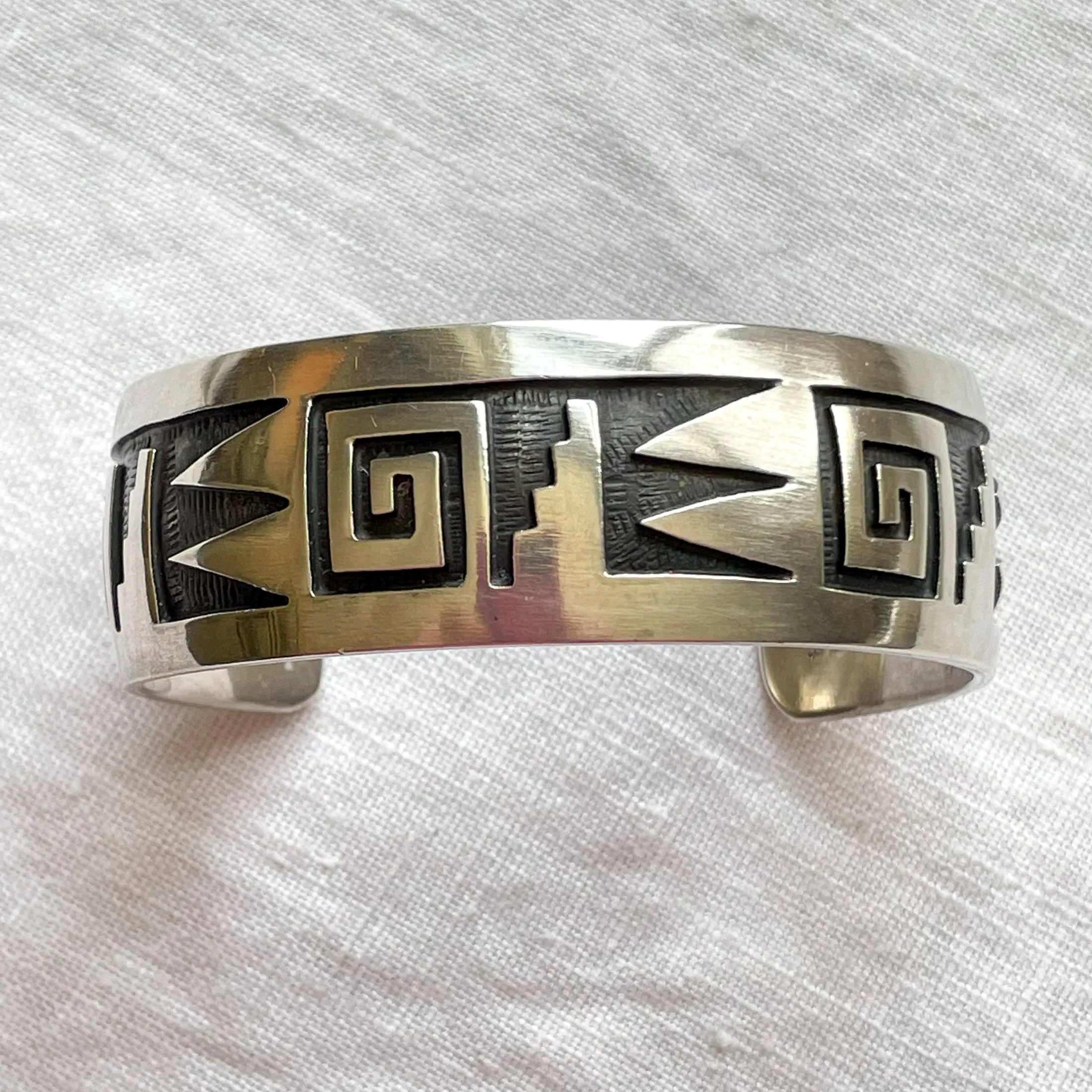 SOLD Vintage Manuel Hoyungwa Hopi Silver Overlay Bracelet