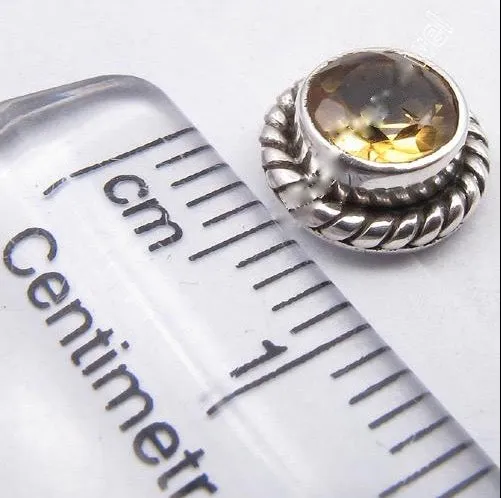 Solid Silver Citrine Rope Stud Earrings