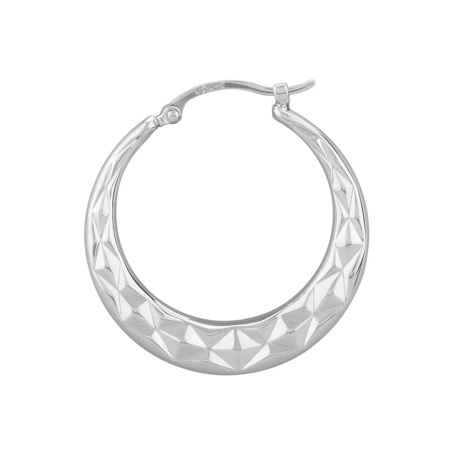 Sterling Silver Large Diameter Cut Hoop Earrings