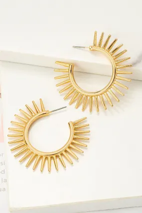 SUN RAY HOOP EARRINGS - GOLD