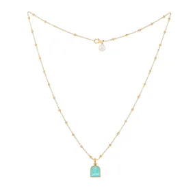 Tanit Carved Turquoise Charm Necklace, Gold Vermeil