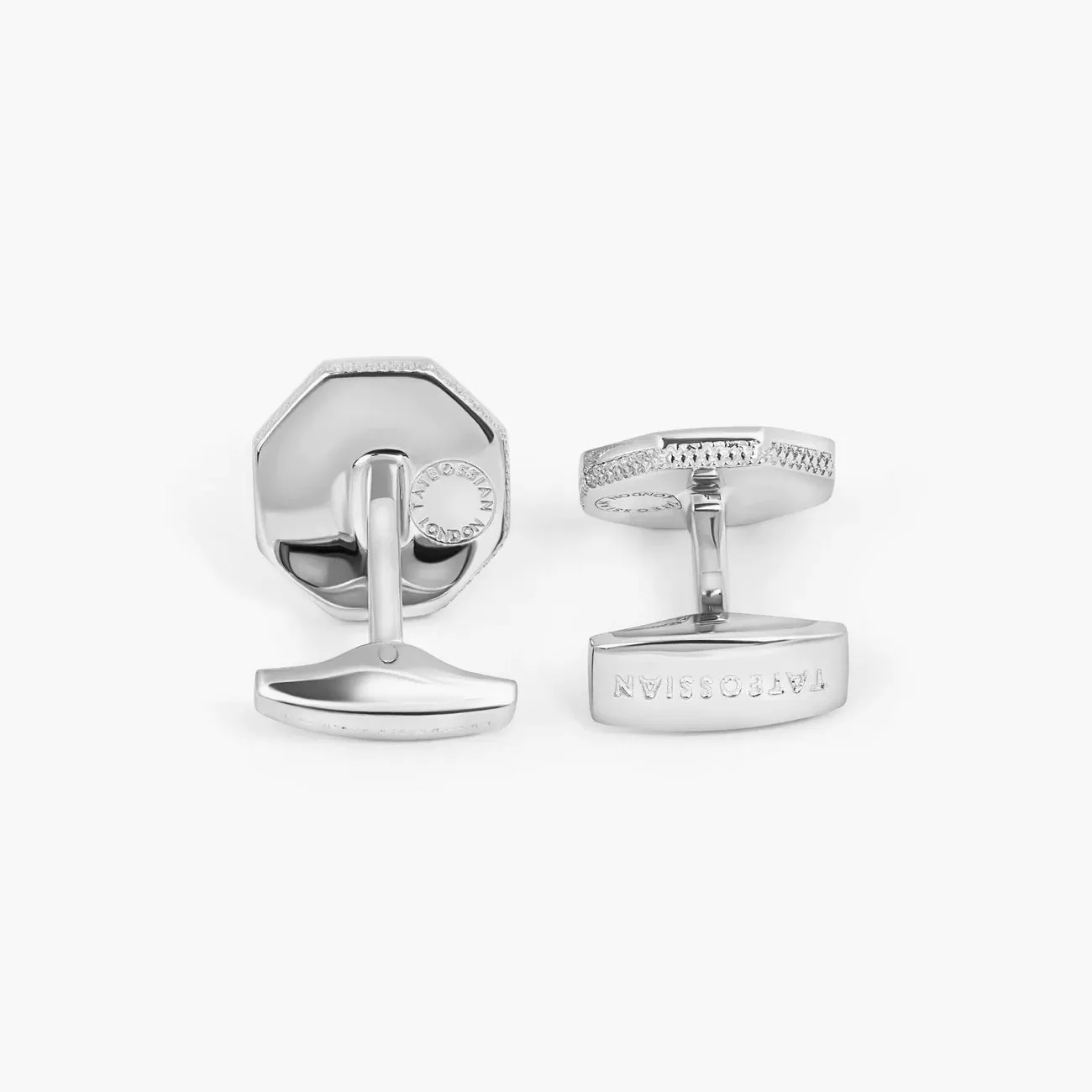 Tateossian Classic London Eye Cufflinks With White Mother of Pearl And White Diamonds