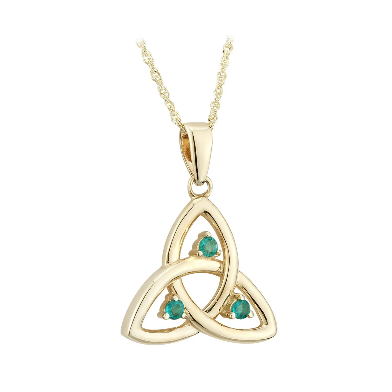 Trinity Knot Pendant with Emerald, Yellow Gold