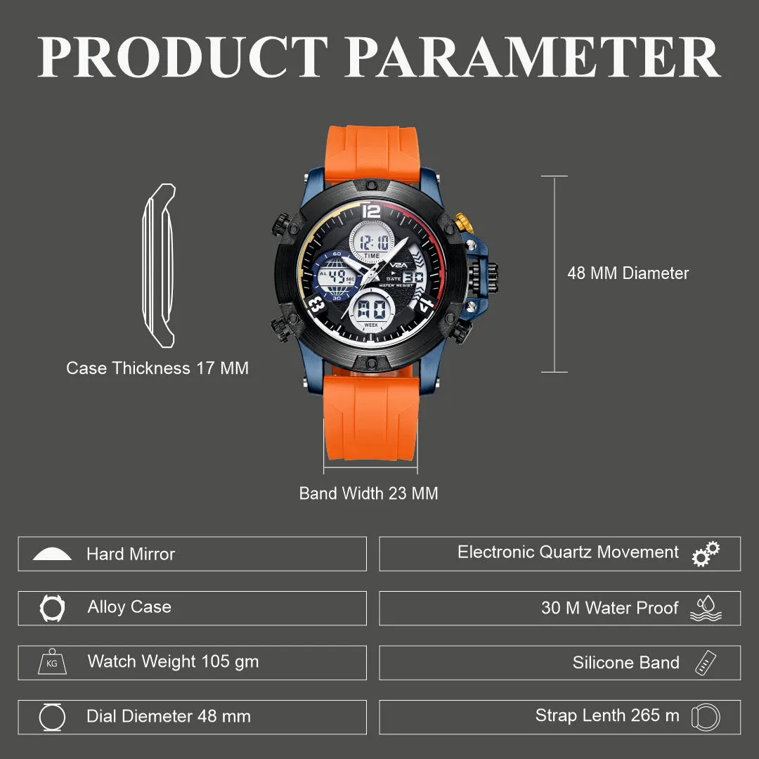 V2A Adventure Alloy Case Red Silicon Band Analog Digital Sports Watch for Men Latest Men’s Watch | Gifts for Men | Gift for Brother | Gift for Husband | Birthday Gifts