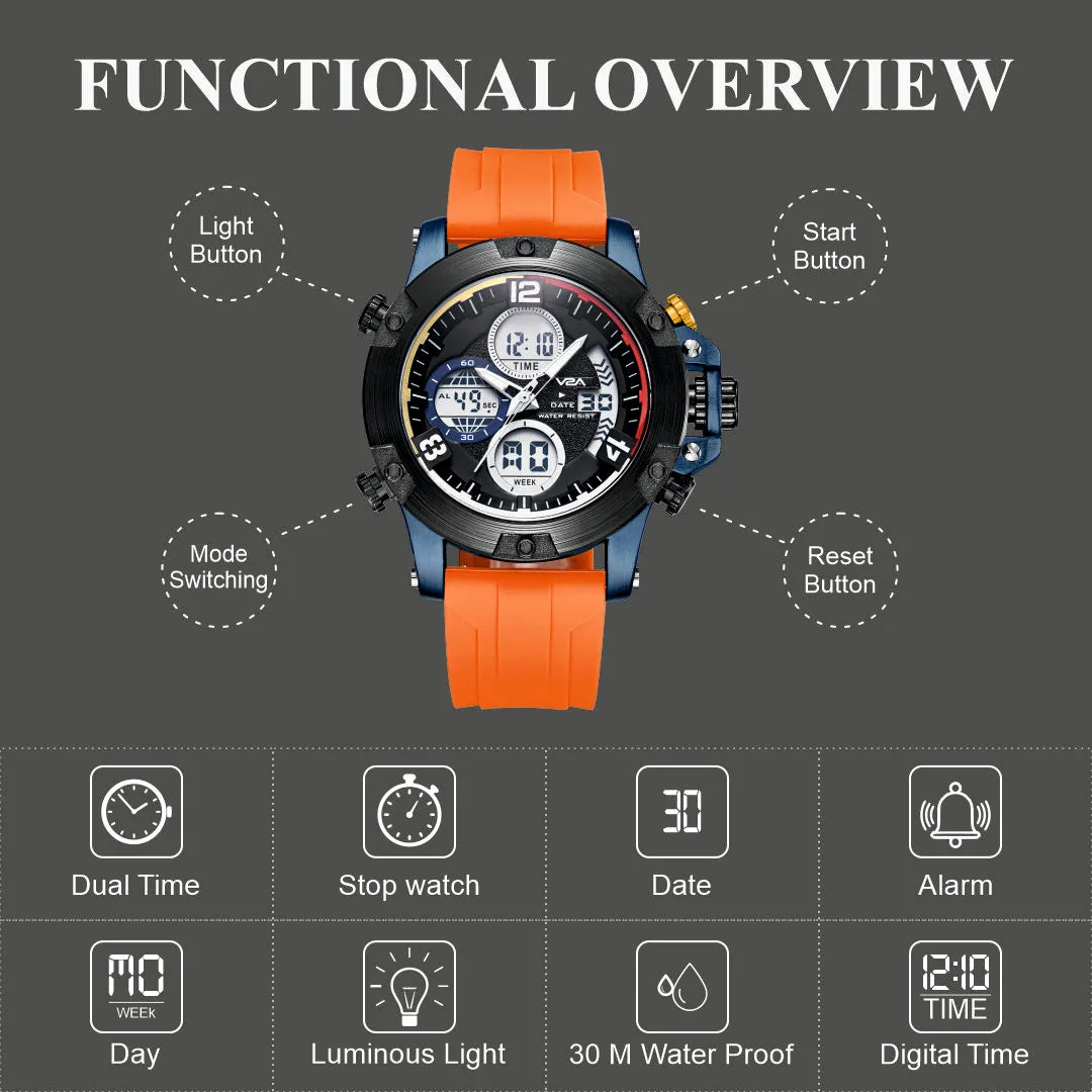 V2A Adventure Alloy Case Red Silicon Band Analog Digital Sports Watch for Men Latest Men’s Watch | Gifts for Men | Gift for Brother | Gift for Husband | Birthday Gifts