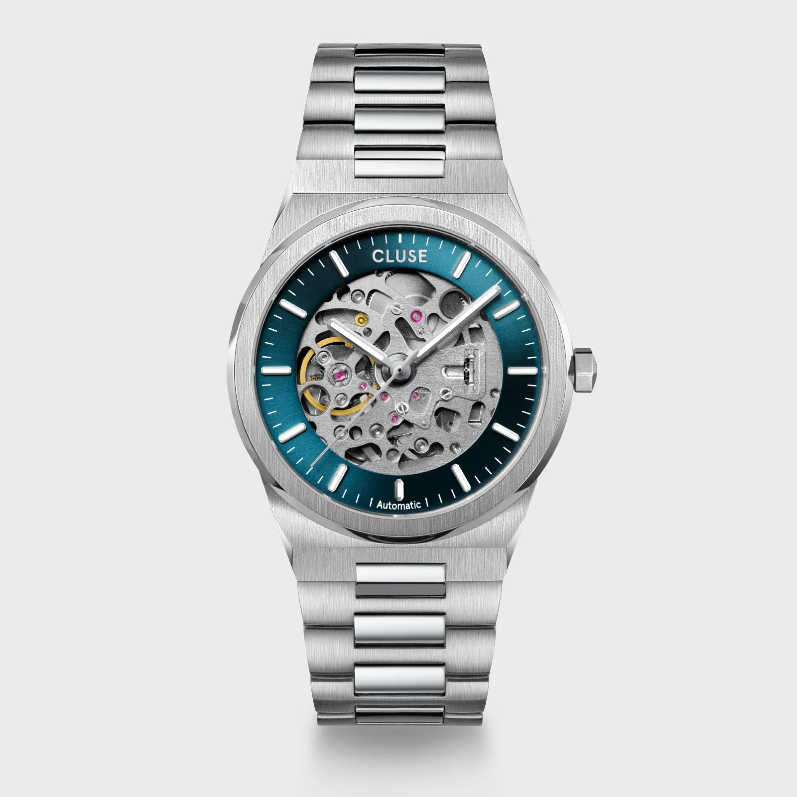 Vigoureux Steel Automatic Watch, Blue, Silver Colour