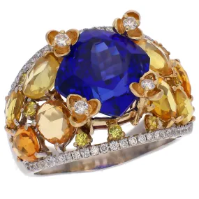 Vintage 14K White and Yellow Gold Tanzanite and Diamond Ring