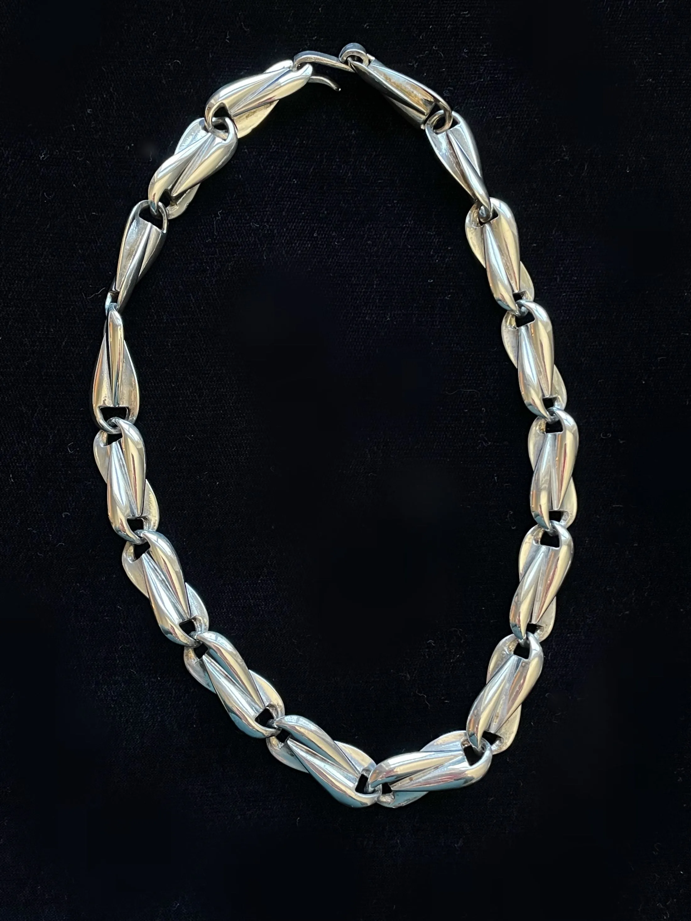 Vintage 50s/60s Silver Link Modernist Choker Necklace, Silver Tone Costume Jewelry