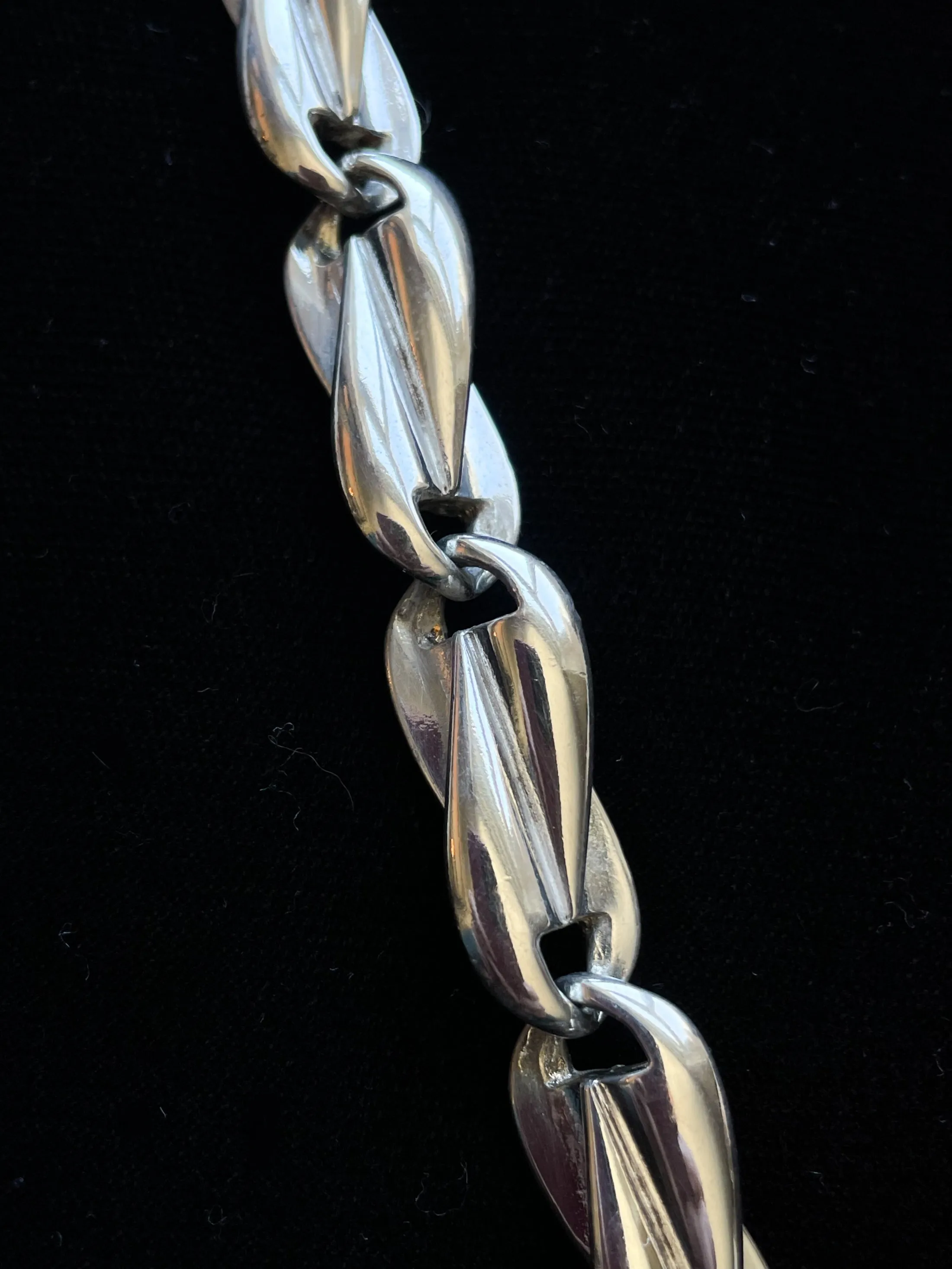 Vintage 50s/60s Silver Link Modernist Choker Necklace, Silver Tone Costume Jewelry