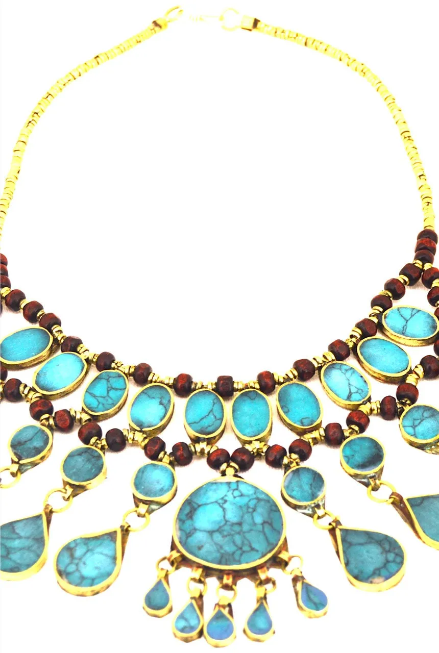 Vintage Blue Turquoise Statement Necklace